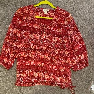 Lucky Brand Red Floral Blouse